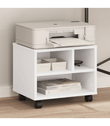 vidaXL Printer Stand with Wheels White 41x32x34,5 cm