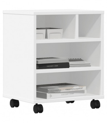 vidaXL Printer Stand with Wheels White 41x32x48 cm