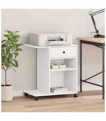 vidaXL Printer Stand with Wheels White 60x40x68.5 cm