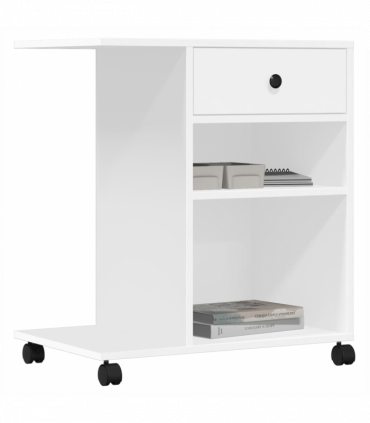 vidaXL Printer Stand with Wheels White 60x40x68.5 cm