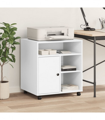 vidaXL Printer Stand with Wheels White 60x50x67 cm
