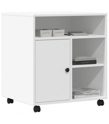 vidaXL Printer Stand with Wheels White 60x50x67 cm