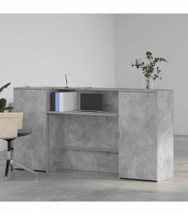 vidaXL Reception Desk Concrete Grey 200x50x103.5 cm Engineered Wood