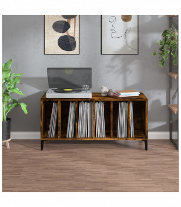 vidaXL Record Cabinet Smoked Oak 100x38x48 cm Engineered Wood