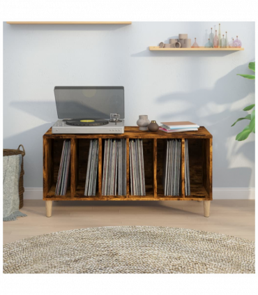 vidaXL Record Cabinet Smoked Oak 100x38x48 cm Engineered Wood