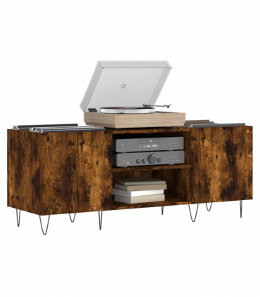 vidaXL Record Cabinet Smoked Oak 121x38x48 cm Engineered Wood