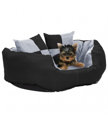 vidaXL Reversible & Washable Dog Cushion Grey and Black 65x50x20 cm
