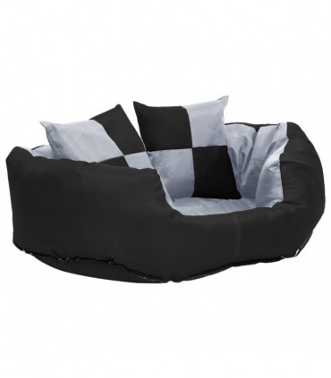 vidaXL Reversible & Washable Dog Cushion Grey and Black 65x50x20 cm