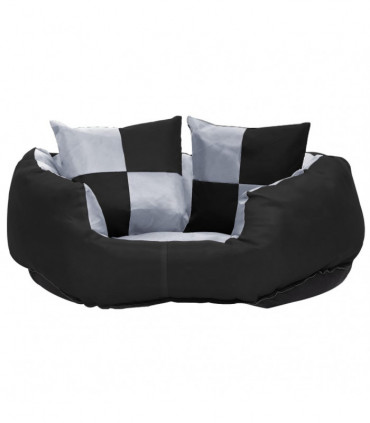vidaXL Reversible & Washable Dog Cushion Grey and Black 65x50x20 cm
