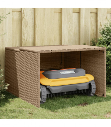 vidaXL Robot Mower Garage Beige 86x90x52/57 cm Poly Rattan