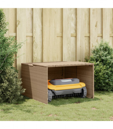 vidaXL Robot Mower Garage Beige 86x90x52/57 cm Poly Rattan