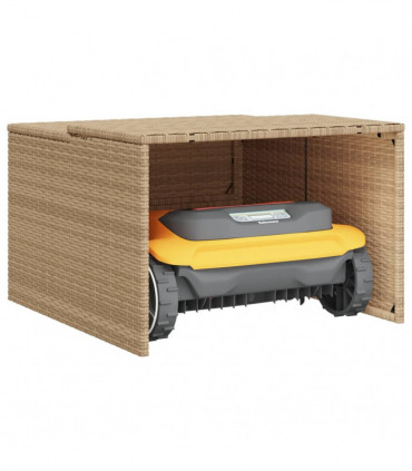 vidaXL Robot Mower Garage Beige 86x90x52/57 cm Poly Rattan