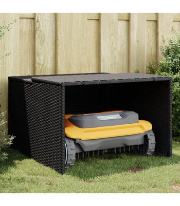 vidaXL Robot Mower Garage Black 86x90x52/57 cm Poly Rattan