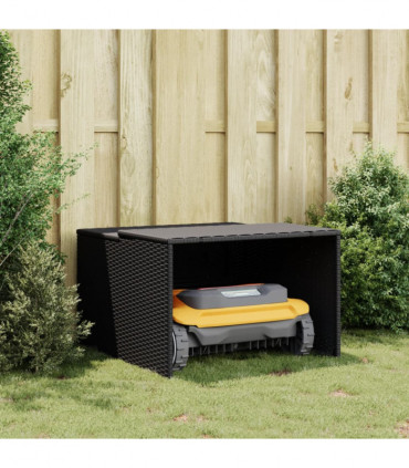 vidaXL Robot Mower Garage Black 86x90x52/57 cm Poly Rattan