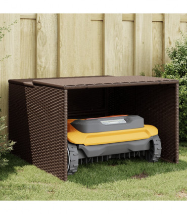 vidaXL Robot Mower Garage Brown 86x90x52/57 cm Poly Rattan
