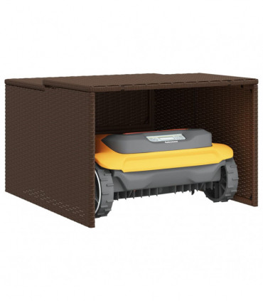 vidaXL Robot Mower Garage Brown 86x90x52/57 cm Poly Rattan