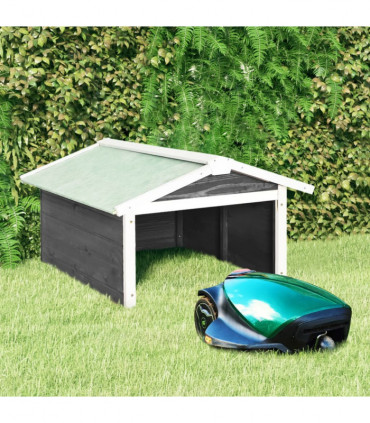 vidaXL Robotic Lawn Mower Garage 72x87x50 cm Grey and White Firwood