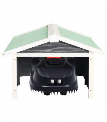 vidaXL Robotic Lawn Mower Garage 72x87x50 cm Grey and White Firwood