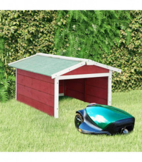 vidaXL Robotic Lawn Mower Garage 72x87x50 cm Red and White Firwood