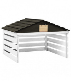 vidaXL Robotic Lawn Mower Garage Black and White 78x74x54 cm Firwood