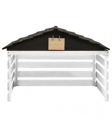 vidaXL Robotic Lawn Mower Garage Black and White 78x74x54 cm Firwood