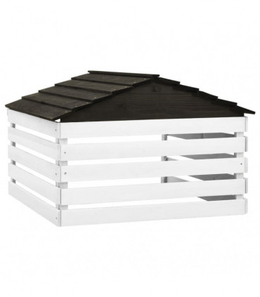 vidaXL Robotic Lawn Mower Garage Black and White 78x74x54 cm Firwood