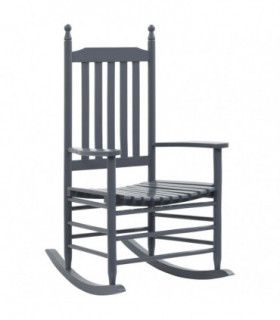 vidaXL Rocking Chair with Curved Seat Grey Poplar Wood