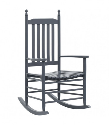vidaXL Rocking Chair with Curved Seat Grey Poplar Wood