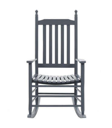 vidaXL Rocking Chair with Curved Seat Grey Poplar Wood