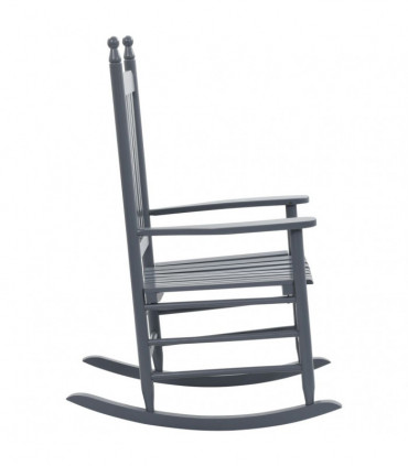 vidaXL Rocking Chair with Curved Seat Grey Poplar Wood