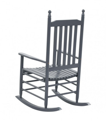 vidaXL Rocking Chair with Curved Seat Grey Poplar Wood