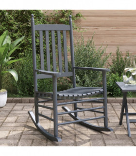 vidaXL Rocking Chairs with Curved Seats 2 pcs Grey Solid Wood Poplar