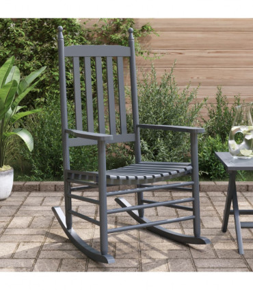 vidaXL Rocking Chairs with Curved Seats 2 pcs Grey Solid Wood Poplar