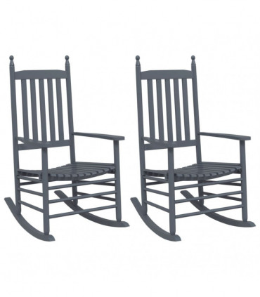 vidaXL Rocking Chairs with Curved Seats 2 pcs Grey Solid Wood Poplar