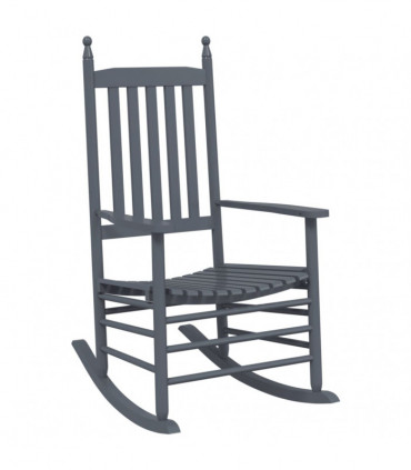 vidaXL Rocking Chairs with Curved Seats 2 pcs Grey Solid Wood Poplar