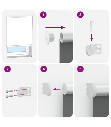 vidaXL Roller Blind Blackout White 150x175 cm Fabric Width 146.6 cm Polyester