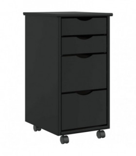 vidaXL Rolling Cabinet with Drawers MOSS Black Solid Wood Pine