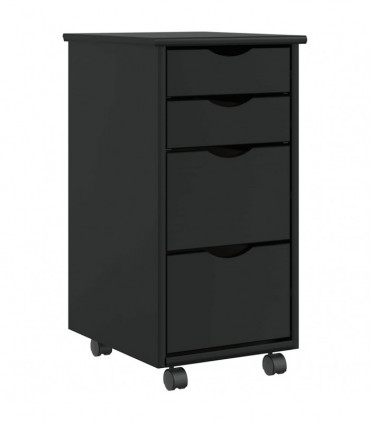 vidaXL Rolling Cabinet with Drawers MOSS Black Solid Wood Pine