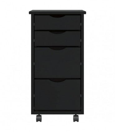 vidaXL Rolling Cabinet with Drawers MOSS Black Solid Wood Pine