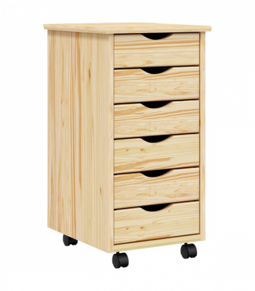 vidaXL Rolling Cabinet with Drawers MOSS Clear Varnish Solid Pine wood