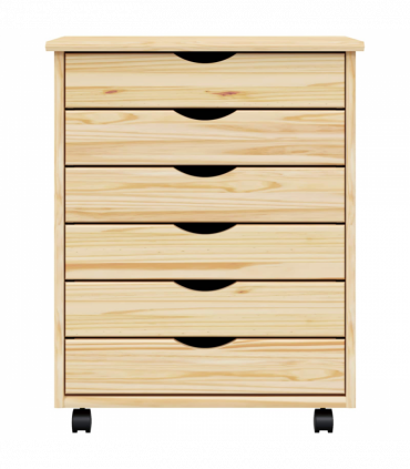 vidaXL Rolling Cabinet with Drawers MOSS Clear Varnish Solid Pine wood