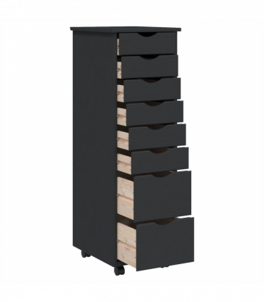 vidaXL Rolling Cabinet with Drawers MOSS Grey Solid Wood Pine