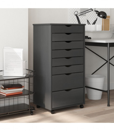 vidaXL Rolling Cabinet with Drawers MOSS Grey Solid Wood Pine