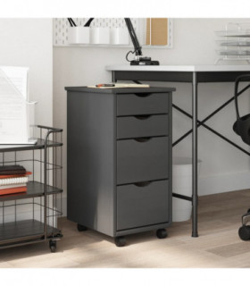 vidaXL Rolling Cabinet with Drawers MOSS Grey Solid Wood Pine