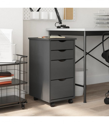 vidaXL Rolling Cabinet with Drawers MOSS Grey Solid Wood Pine