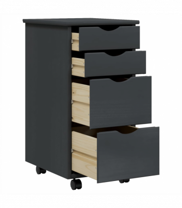 vidaXL Rolling Cabinet with Drawers MOSS Grey Solid Wood Pine