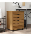 vidaXL Rolling Cabinet with Drawers MOSS Honey Brown Solid Wood Pine