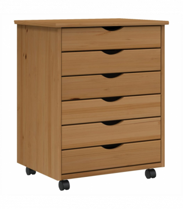 vidaXL Rolling Cabinet with Drawers MOSS Honey Brown Solid Wood Pine