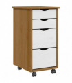 vidaXL Rolling Cabinet with Drawers MOSS Honey Brown Solid Wood Pine
