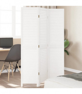 vidaXL Room Divider 3 Panels White Solid Wood Paulownia